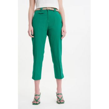 Pantaloni crop cu talie inalta