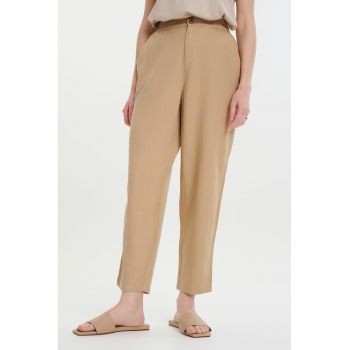 Pantaloni crop din amestec de in