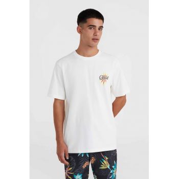 Tricou de plaja cu imprimeu logo si tropical