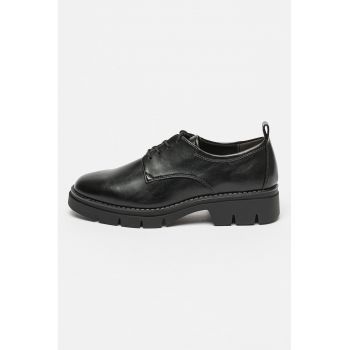 Pantofi Oxford de piele ecologica cu toc masiv