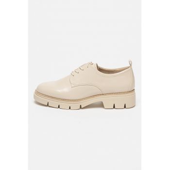 Pantofi Oxford de piele ecologica cu toc masiv