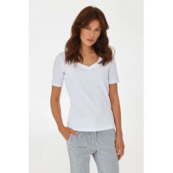 Tricou de bumbac organic cu decolteu in V