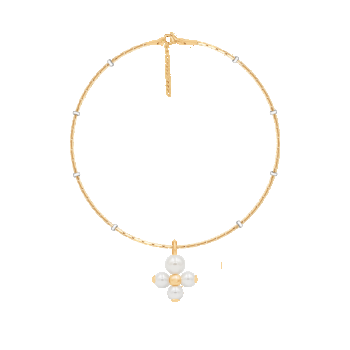Brățară ajustabilă de 16 cm + extensie de 4 cm, cu pandantiv noroc din perle, set placat cu aur, Lilou ieftina