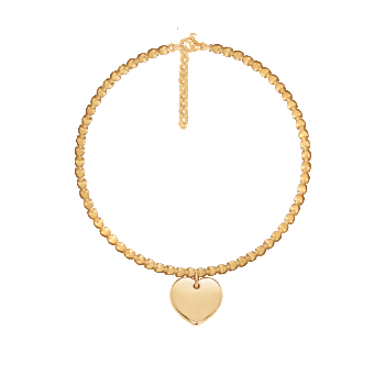 Brățară cu un pandantiv în formă de inimă, placată cu aur, ajustabilă de 16 cm + extensie de 3,5 cm, gravabilă, Lilou ieftina