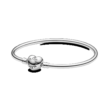 Brăţară bangle Moments din argint, cu închizătoare în formă de inimă cu logo, Pandora ieftina