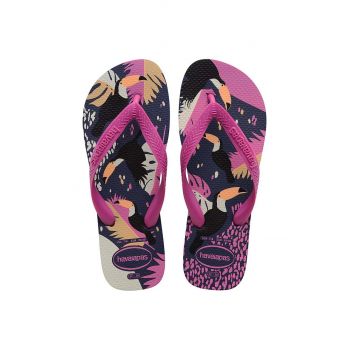 Havaianas slapi TOP TROPICAL VIBES femei, culoarea albastru marin, cu toc plat, 4148656.0555