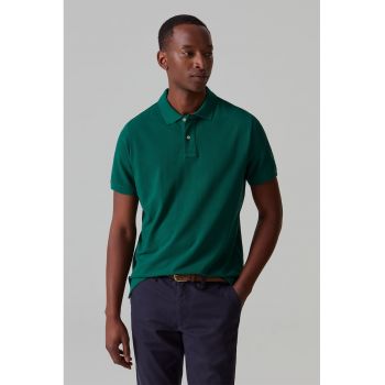 Tricou polo de bumbac cu model uni