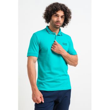 Tricou polo din material pique cu logo pe piept