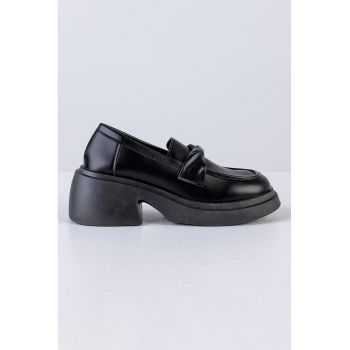 Pantofi loafer de piele ecologica cu aspect masiv