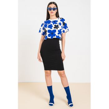 BOSS - Tricou crop cu imprimeu floral Dangalia la reducere