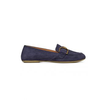 Pantofi loafer de piele intoarsa cu aplicatie metalica