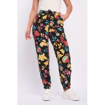 Pantaloni din viscoza cu imprimeu floral