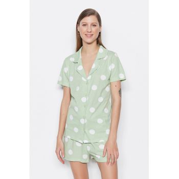 Pijama scurta de bumbac cu buline la reducere