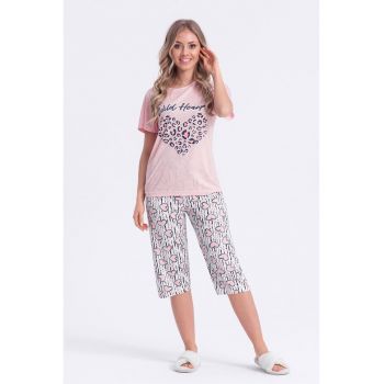 Pijama de bumbac cu imprimeu grafic