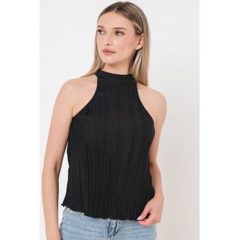 Top striat cu decolteu halter Tina