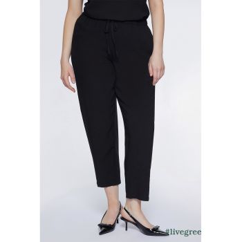 Pantaloni crop cu snur in talie