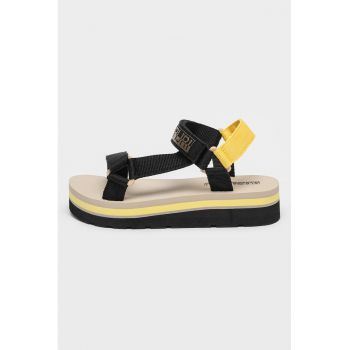 Sandale wedge cu velcro