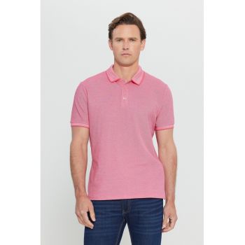 Tricou polo slim fit cu fenta cu nasturi