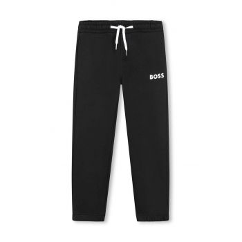 BOSS pantaloni de trening pentru copii culoarea negru, neted