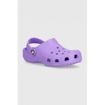 Crocs slapi copii Classic Clog culoarea violet de firma originali