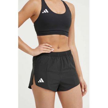 adidas Performance pantaloni scurți de alergare Adizero Essentials culoarea negru, neted, high waist, IN8707