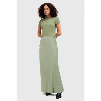 AllSaints rochie si pulover HAYES DRESS culoarea verde, maxi, drept, W125DA