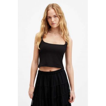 AllSaints top ANIE CAMI culoarea negru, neted, W058JA