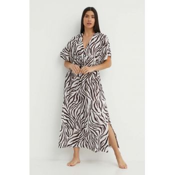 Max Mara Beachwear rochie de plajă din bumbac culoarea maro, 2416221059600