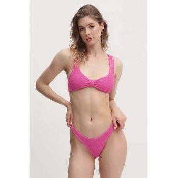 Rotate costum de baie din două piese CRINKLE BIKINI culoarea roz, cupa moale, 113166504