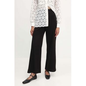 Weekend Max Mara pantaloni femei, culoarea negru, lat, high waist, 2415781022600