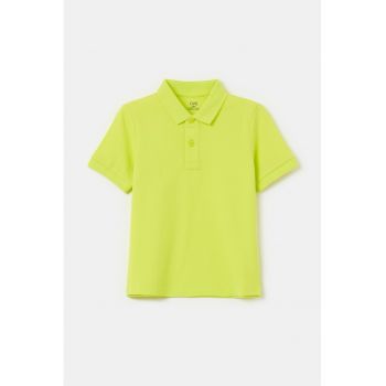 Tricou polo din bumbac cu model uni