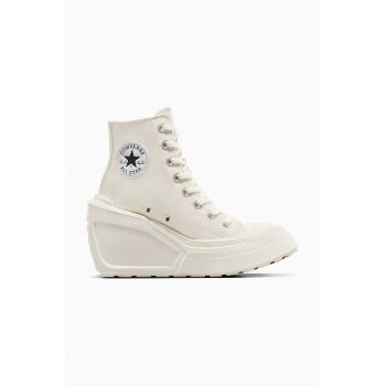 Converse tenisi Chuck 70 De Luxe Wedge femei, culoarea alb, A06479C