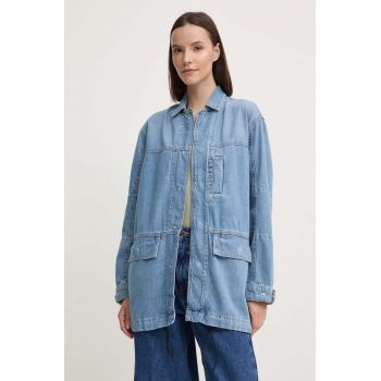 Pepe Jeans geaca jeans CLARENCE femei, de tranzitie, oversize, PL402413 de firma originala