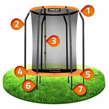 Trambulina de gradina pentru copii Neo-Sport Orange 152cm 5ft, Plasa interioara, Stalpi metalici cu protectie din burete, Intrare cu fermoar si catarama, Covoras impermeabil flexibil Trambulina de gradina pentru copii Neo-Sport Orange 152cm 5ft, Plasa interioara, Stalpi metalici cu protectie din burete, Intrare cu fermoar si catarama, Covoras impermeabil flexibil