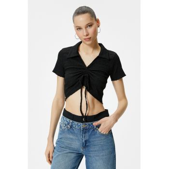 Tricou polo crop