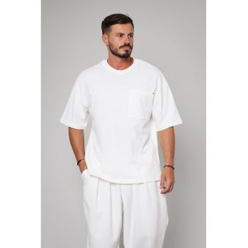 Tricou supradimensionat cu buzunar pe piept