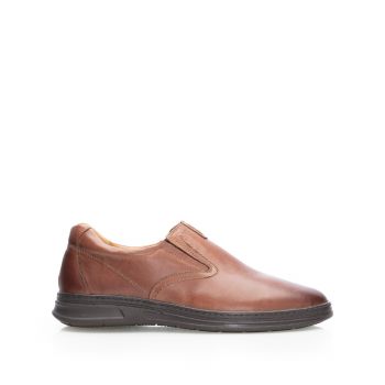Pantofi casual bărbați din piele naturală, Leofex - 524 Cognac Box ieftini