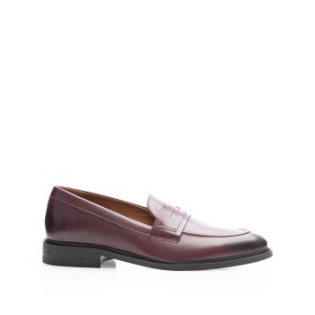 Pantofi eleganți bărbați din piele naturală, Leofex - 551 Vișiniu Box ieftini