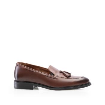 Pantofi eleganți bărbați din piele naturală, Leofex - 554 Cognac Box ieftini