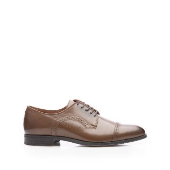 Pantofi eleganţi bărbaţi din piele naturală, Leofex - 534 Ciocolată Box ieftini