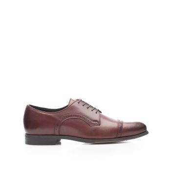 Pantofi eleganţi bărbaţi din piele naturală, Leofex - 534 Vișiniu Box ieftini