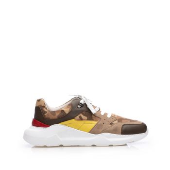 Sneakers bărbați din piele naturală, Leofex - 670 Multicolor Box Velur Mash