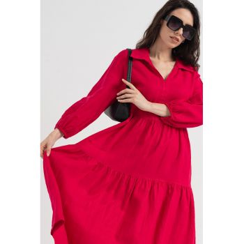 Rochie midi de in cu maneci lungi