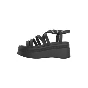 Sandale wedge de piele ecologica