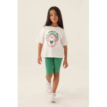 Set de colanti scurti si tricou cu imprimeu