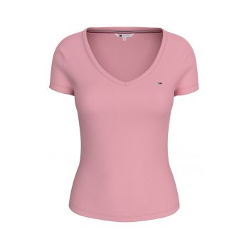 Tricou slim fit cu decolteu in V