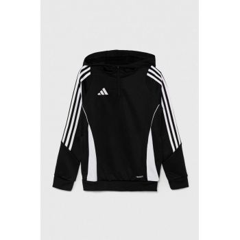 adidas Performance bluza copii TIRO24 TRHOODY culoarea negru, cu glugă, cu imprimeu, IJ9960