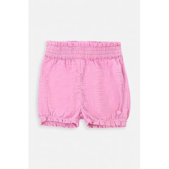 Coccodrillo pantaloni scurți din bumbac pentru copii culoarea roz, neted