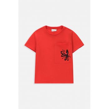 Coccodrillo tricou de bumbac pentru copii culoarea rosu, cu imprimeu