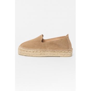 Espadrile flatform de piele intoarsa